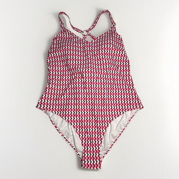 Kona Sol One-Piece Swimsuit Women’s Size 18 Red White Blue Zigzag Strappy Back - Picture 5 of 15